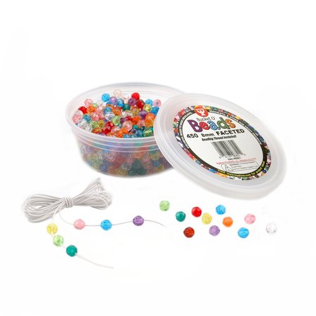 Hygloss Products Bucket O Beads, Faceted, 8 mm, 450 Pieces, PK6 6821